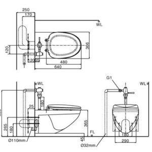 Alternative view of Bồn cầu treo tường nắp rửa cơ Inax AC-22P-CW-S15VN