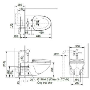 Alternative view of Bồn cầu treo tường nắp rửa cơ INAX AC-22P-CW-S32VN