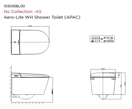 Bồn cầu nắp rửa điện tử treo tường American Standard 1073919990 WP-7391 - Ảnh 6