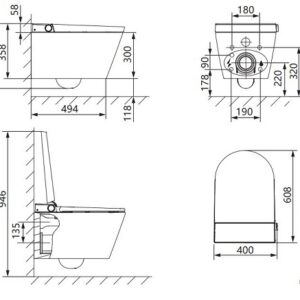 Alternative view of Bồn cầu treo tường thông minh JOMOO ZD8611-SA-CJM220