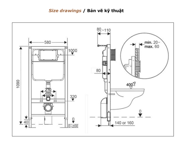 Két nước âm tường Basic BS-17018- Két cao tiêu chuẩn - Ảnh 6
