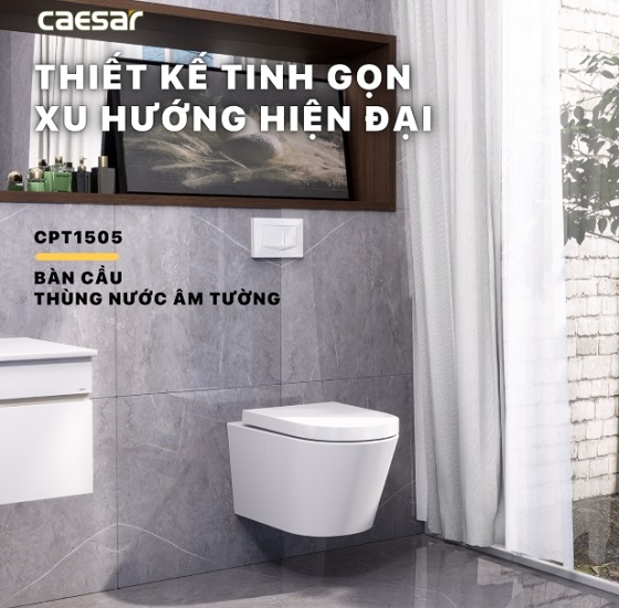 Bàn cầu treo tường Caesar CPT1505 - Ảnh 3