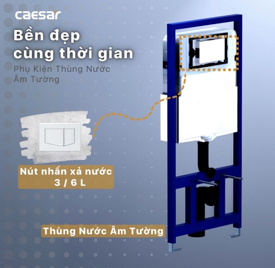 Bàn cầu treo tường Caesar CPT1505 - Ảnh 5