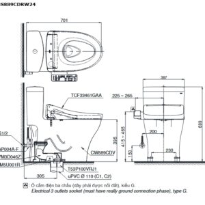 Alternative view of Bàn cầu 1 khối kèm nắp rửa điện tử WASHLET dòng S2 TOTO MS889CDRW24