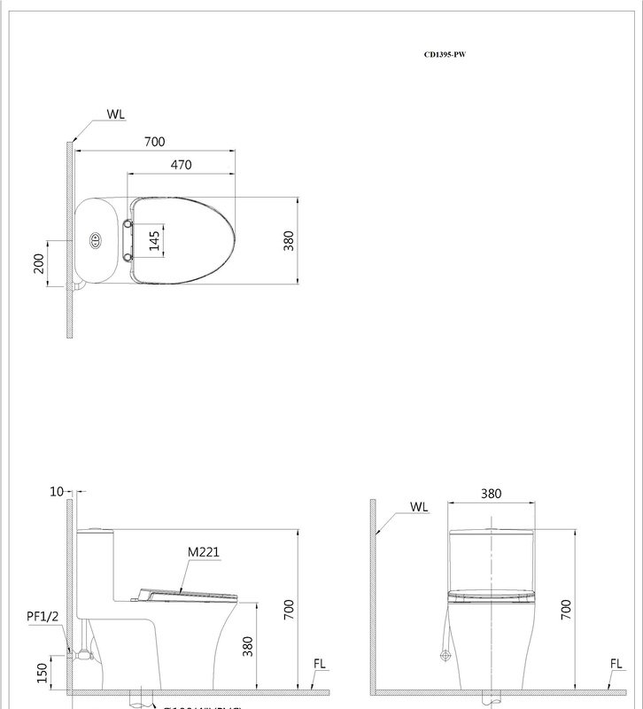 Bồn cầu kết hợp nắp điện tử Caesar C1395F-TAF710H - Ảnh 2