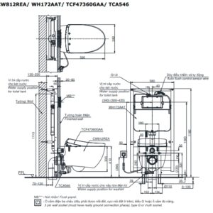 Alternative view of Bồn cầu treo tường nắp rửa điện tử Toto CW812REA-TCF47360GAA-WH172AAT-TCA546-MB174P#SS