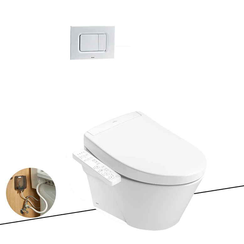 Bàn cầu treo tường nắp rửa điện tử TOTO CW822RA-TCF33461GAA-WH172A-MB174P#SS