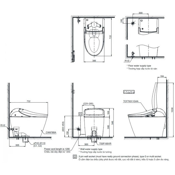 Bàn cầu thông minh WASHLET G5A TOTO CW878BA-TCF76311GAA-T53P100VR - Ảnh 2