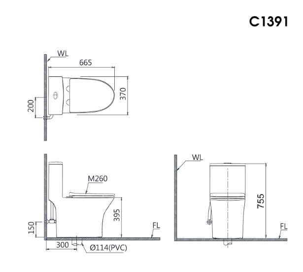 Bàn cầu 1 khối nắp êm Caesar C1391 - Ảnh 2