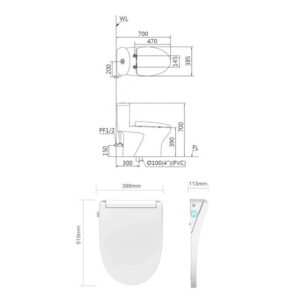 Alternative view of Bồn cầu nắp điện tử Caesar C1394F-TAF512H