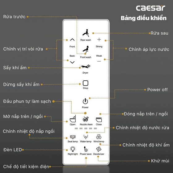 Bồn cầu 2 khối nắp điện tử Caesar CD1342-TAF512H - Ảnh 3