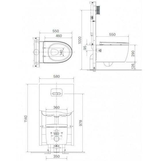 Bồn Cầu Treo Tường Nắp Rửa Cơ INAX AC-952-CW-S15VN - Ảnh 2