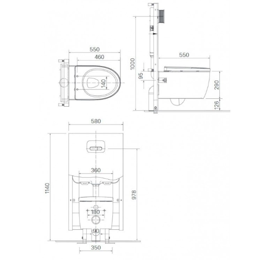Bồn Cầu Treo Tường Nắp Rửa Cơ INAX AC-952-CW-S32VN - Ảnh 2