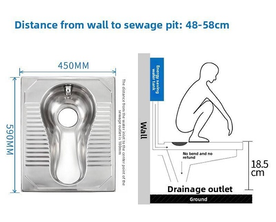 Bệt xổm dành cho công nhân, nhà máy, bệnh viện, nhà tù, nơi công cộng KG-S224 - Ảnh 6