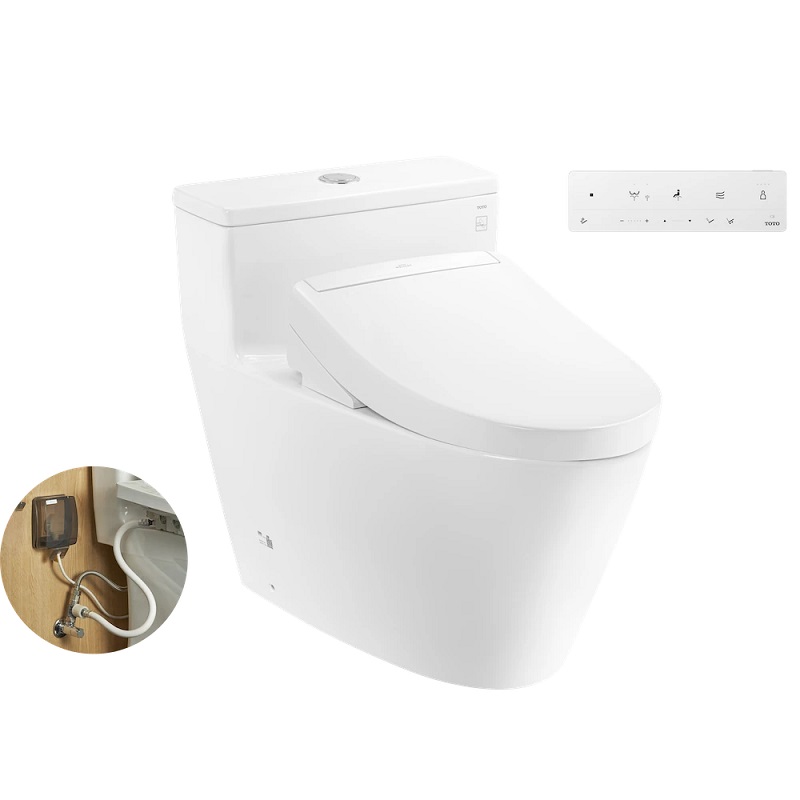 Bàn cầu 1 khối kèm nắp rửa điện tử WASHLET dòng S5 TOTO MS625DW25