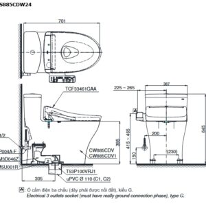 Alternative view of Bàn cầu 1 khối kèm nắp rửa điện tử WASHLET dòng S2 TOTO MS885CDW24
