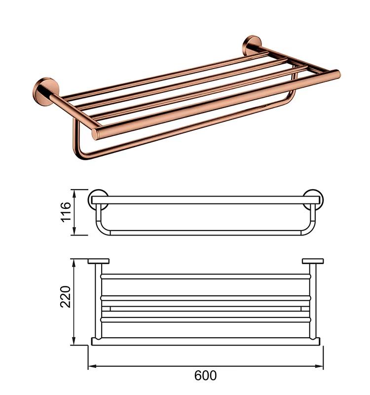 Giàn vắt khăn tắm màu vàng hồng Rose Gold Miken AL-TB24 - Ảnh 2