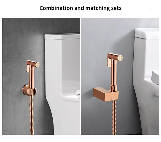 Vòi xịt vệ sinh màu vàng hồng bóng Rose Gold Miken CFV-102-RGB - Ảnh 3