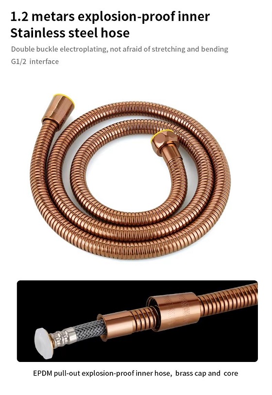 Vòi xịt vệ sinh màu vàng hồng bóng Rose Gold Miken CFV-102-RGB - Ảnh 4