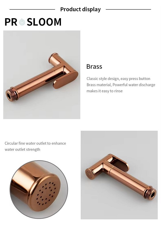 Vòi xịt vệ sinh màu vàng hồng bóng Rose Gold Miken CFV-102-RGB - Ảnh 5