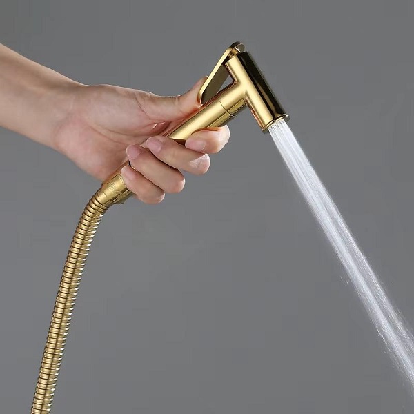 Vòi xịt vệ sinh nóng lạnh âm tường màu vàng bóng Miken F-7505G - Ảnh 3
