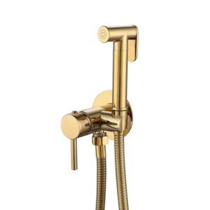 Vòi xịt vệ sinh nóng lạnh âm tường màu vàng bóng Miken F-7505G