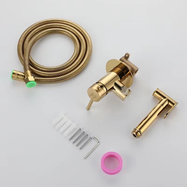 Vòi xịt vệ sinh nóng lạnh âm tường màu vàng bóng Miken F-7505G - Ảnh 7