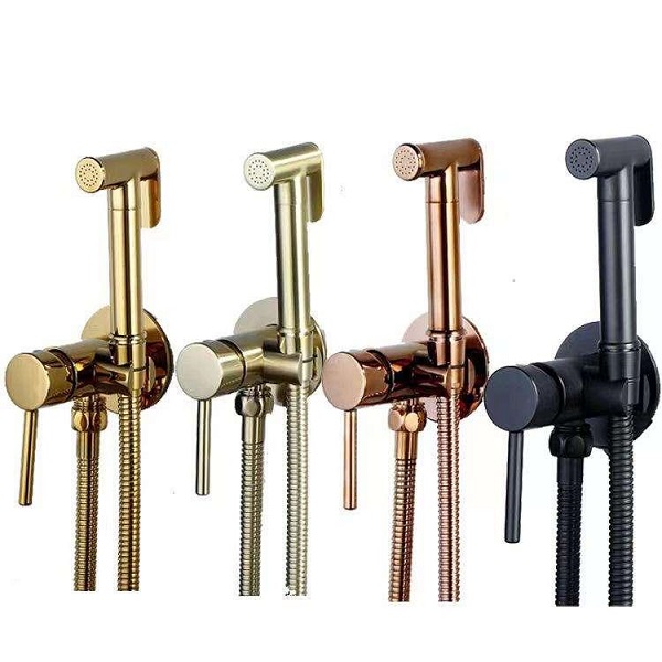 Vòi xịt vệ sinh nóng lạnh âm tường màu vàng bóng Miken F-7505G - Ảnh 8