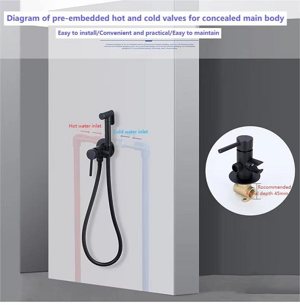 Vòi xịt vệ sinh nóng lạnh âm tường màu vàng bóng Miken F-7505G - Ảnh 9