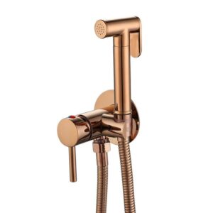 Vòi xịt vệ sinh nóng lạnh âm tường màu vàng hồng Miken F-7505RG-B