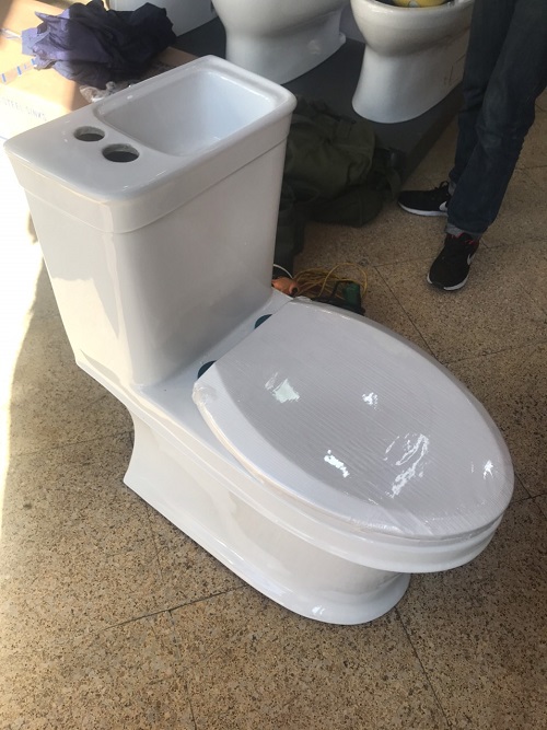 Bồn cầu nghệ thuật kết hợp chậu lavabo rửa mặt Miken AC-989VN - Ảnh 5