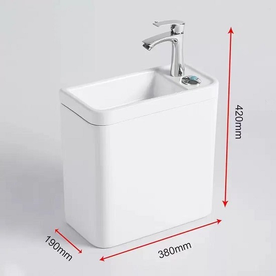 Két treo bằng sứ kết hợp chậu rửa tay dùng cho xí xổm Miken MK-212-A - Ảnh 3
