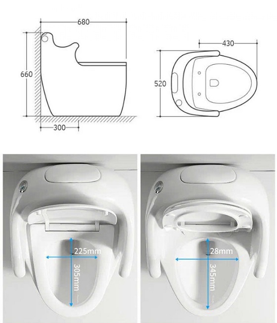 Bồn cầu cho người khuyết tật và người già có tay vịn Miken MKB- 95511 - Ảnh 2