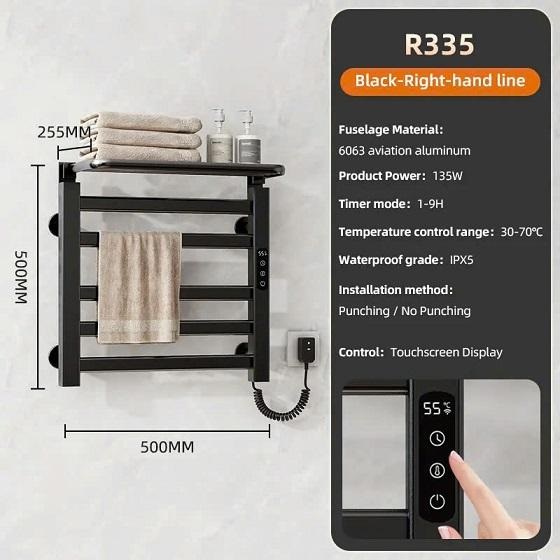 Giàn sấy khăn tắm khăn mặt màu đen Miken R335B-Wifi - Ảnh 7