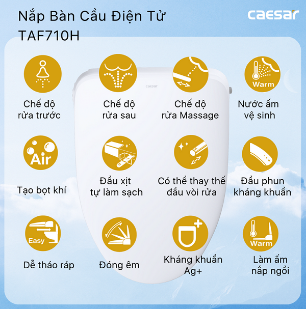 Bồn cầu kết hợp nắp điện tử Caesar C1394F-TAF710H - Ảnh 5