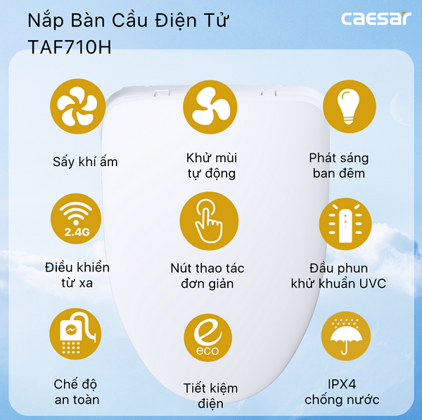 Bồn cầu kết hợp nắp điện tử Caesar C1394F-TAF710H - Ảnh 6