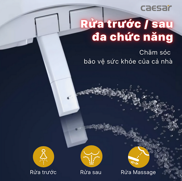 Bồn cầu kết hợp nắp điện tử Caesar C1394F-TAF710H - Ảnh 9