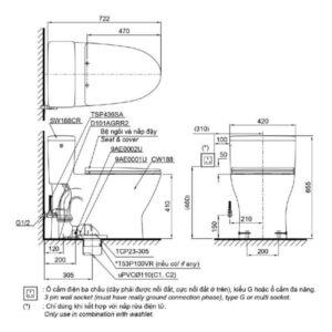 Alternative view of Bàn cầu 1 khối kèm nắp rửa điện tử WASHLET dòng S5 TOTO MS188VKW25-T53P100VR