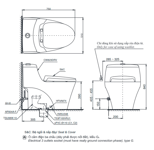 Bồn cầu 1 khối nắp êm TOTO MS823DRE2 - Ảnh 2