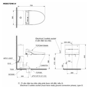 Alternative view of Bồn cầu 1 khối nắp điện tử Washlet C5 TCF24410AAA TOTO MS857DW14