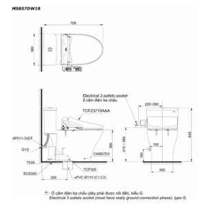 Alternative view of Bồn cầu 1 khối TOTO MS857DW18 nắp điện tử TCF23710AAA Washlet C2