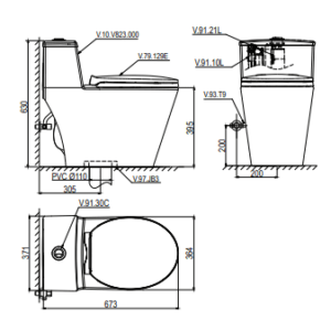 Alternative view of Bồn cầu 1 khối Viglacera V823