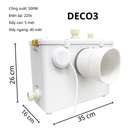 Máy xử lý chất thải dùng cho bồn cầu và lavabo SEWO DEC03 - Ảnh 2