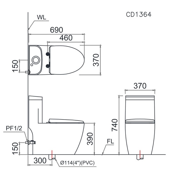 Bồn cầu nắp điện tử Caesar C1364F-TAF512H - Ảnh 2
