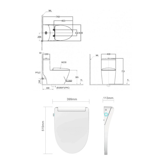 Bồn cầu nắp điện tử Caesar C1363F-TAF512H - Ảnh 2