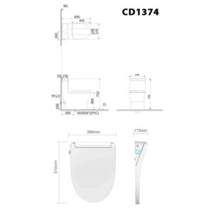 Alternative view of Bồn cầu nắp điện tử Caesar C1374F-TAF512H